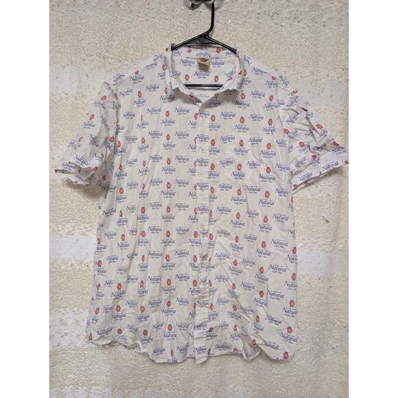 Beer button up button down men's shirt brew city Natural natty Light 2x - Picture 1 of 10
